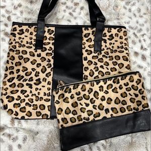 Cheetah bag with small zip bag